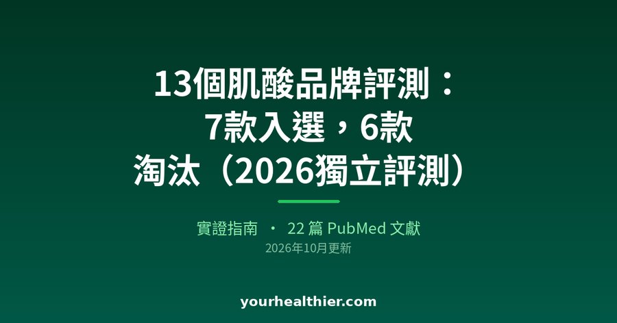 13個肌酸品牌評測：7款入選，6款淘汰（2026獨立評測）
